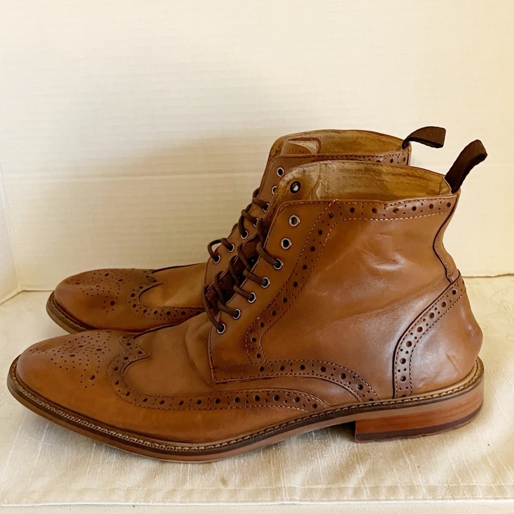 Aston Grey Payton Wingtip Leather boots 1008832 Erane Sz 9.5